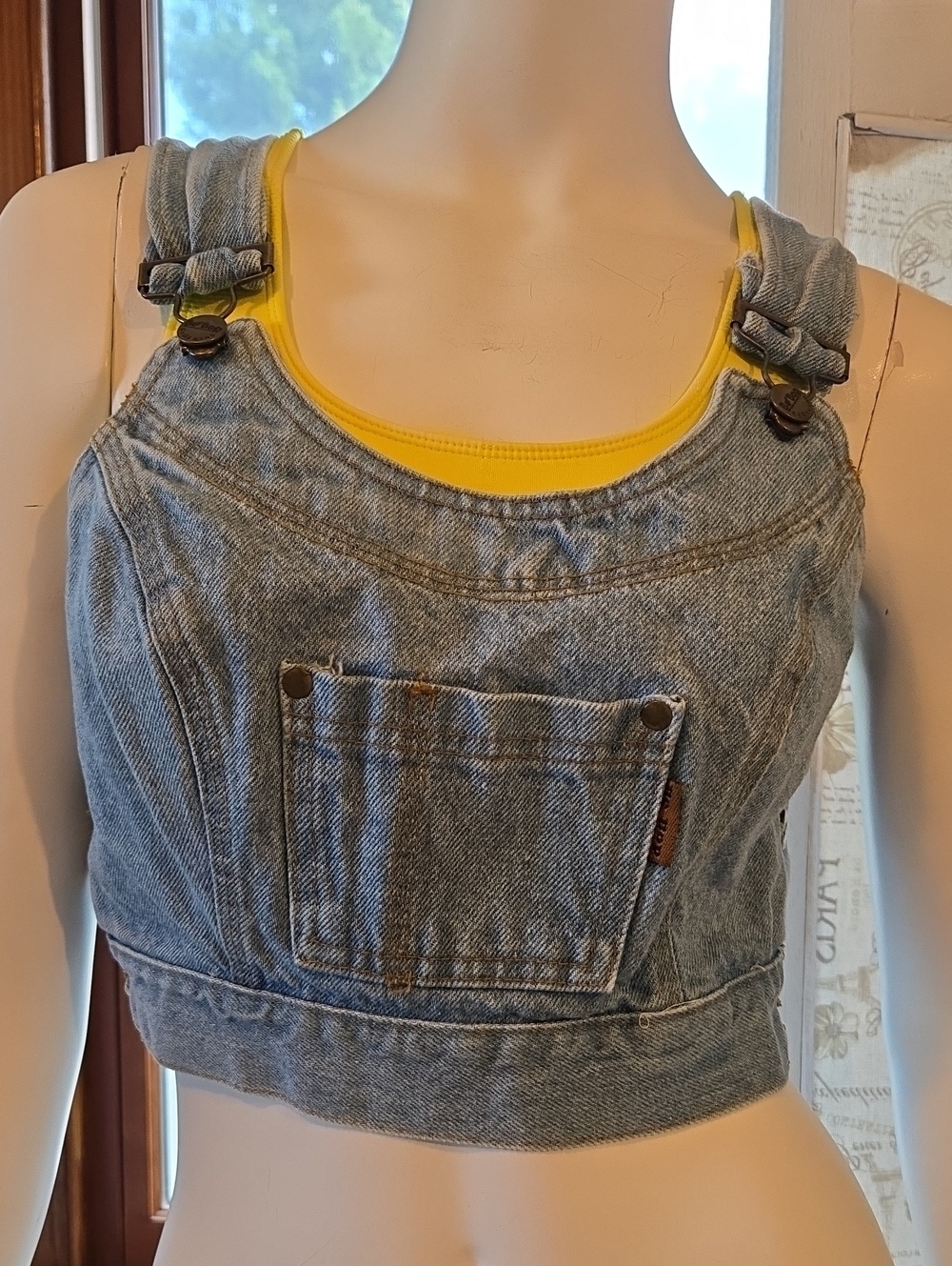 BeBop Denim Crop Overall Top